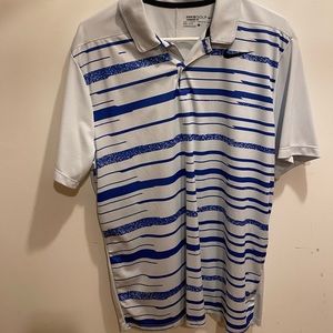 Nike Golf Shirt size Large, White and Blue